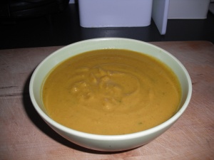Curried red lentil and sweet potato soup